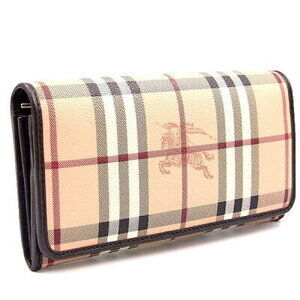 Burberry Haymarket Check Wallet Beige Black Chocolate Continental
